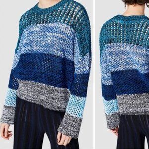 10 Crosby Derek Lam Blue Colorblock Stripe Sweater